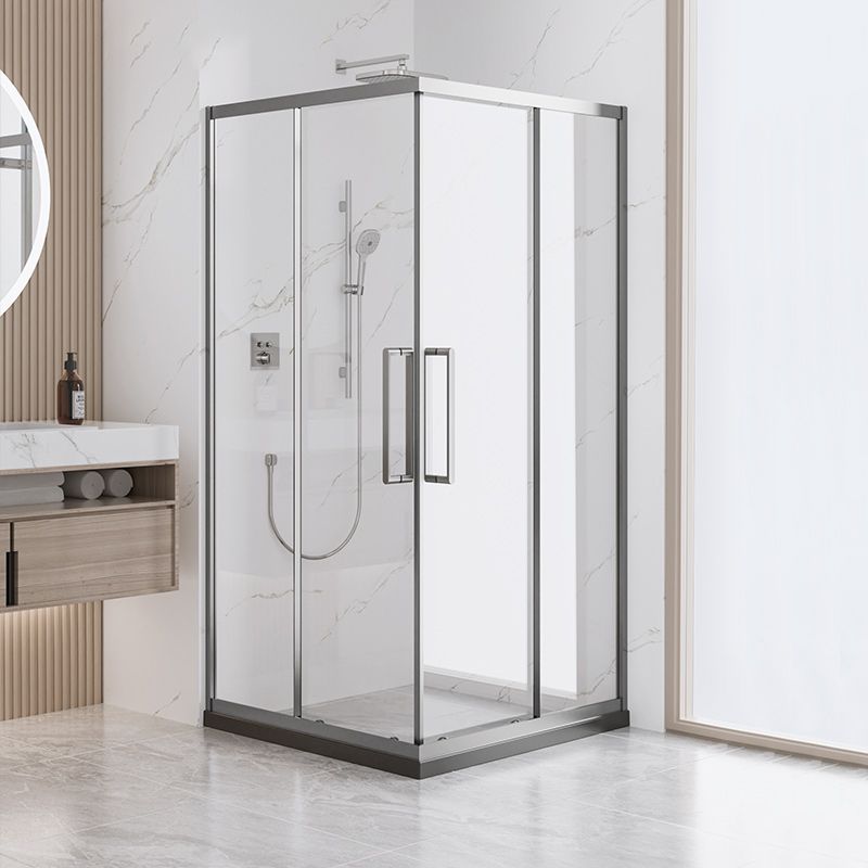 Square Shower Enclosure Tempered Glass Shower Enclosure with Door Handles Clearhalo 'Bathroom Remodel & Bathroom Fixtures' 'Home Improvement' 'home_improvement' 'home_improvement_shower_stalls_enclosures' 'Shower Stalls & Enclosures' 'shower_stalls_enclosures' 'Showers & Bathtubs' 1200x1200_f1c7501c-4f5b-4bdb-bec1-cd11320f94cf