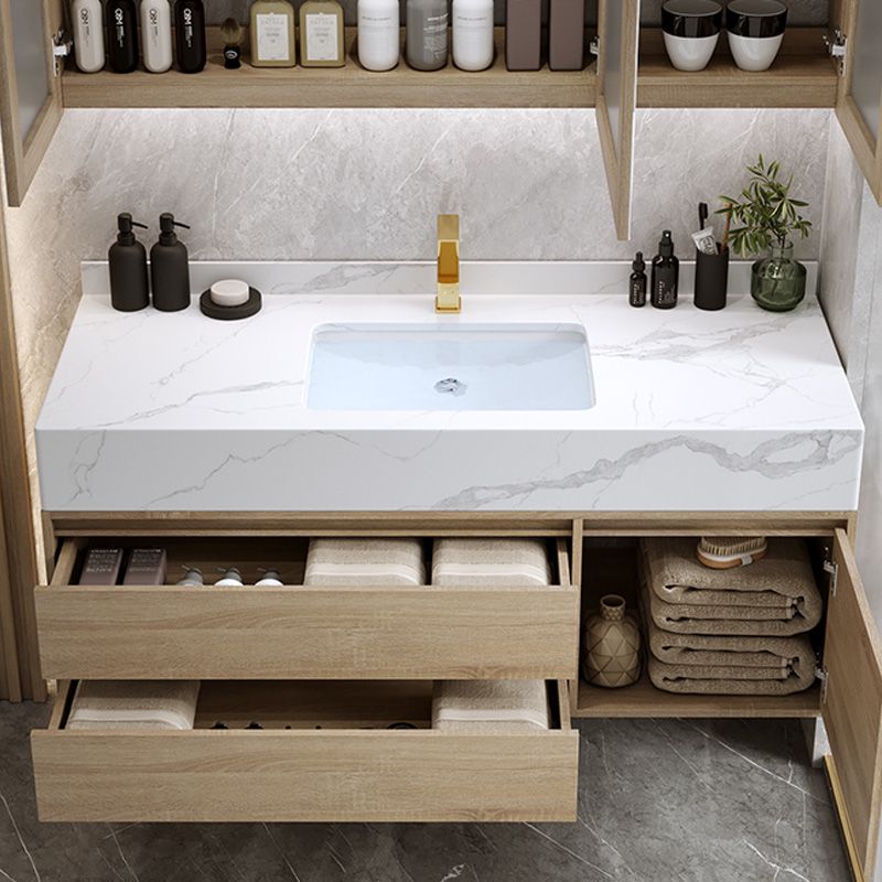 Modern Wall Mount Bathroom Vanity Set Wood Sink Vanity with Mirror Clearhalo 'Bathroom Remodel & Bathroom Fixtures' 'Bathroom Vanities' 'bathroom_vanities' 'Home Improvement' 'home_improvement' 'home_improvement_bathroom_vanities' 1200x1200_f1ca2eee-bc6a-4e84-9de2-401a13d973d4