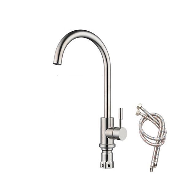 Modern Bar Faucet Stainless Steel with Handles and Supply Lines High Arch Kitchen Faucet Clearhalo 'Home Improvement' 'home_improvement' 'home_improvement_kitchen_faucets' 'Kitchen Faucets' 'Kitchen Remodel & Kitchen Fixtures' 'Kitchen Sinks & Faucet Components' 'kitchen_faucets' 1200x1200_f1cc6211-72b5-4430-9f95-8f8d2698043f