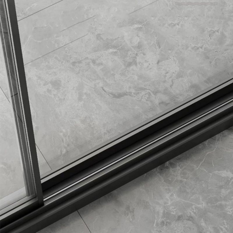 Black Frame Double Sliding Shower Bath Door Transparent Shower Door Clearhalo 'Bathroom Remodel & Bathroom Fixtures' 'Home Improvement' 'home_improvement' 'home_improvement_shower_tub_doors' 'Shower and Tub Doors' 'shower_tub_doors' 'Showers & Bathtubs' 1200x1200_f1cfde60-53a9-452a-905a-212e48b8b434