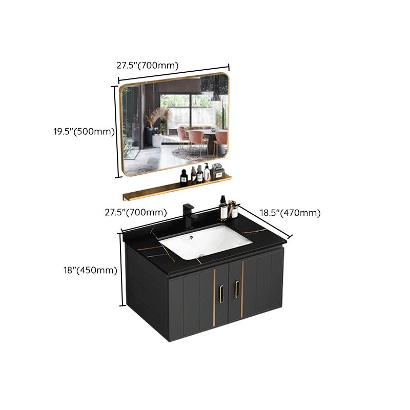 Modern Single Sink Vanity Black Ceramic Bath Vanity with Soft Close Door Clearhalo 'Bathroom Remodel & Bathroom Fixtures' 'Bathroom Vanities' 'bathroom_vanities' 'Home Improvement' 'home_improvement' 'home_improvement_bathroom_vanities' 1200x1200_f20ef848-4237-427c-bd21-97c50b1f3065