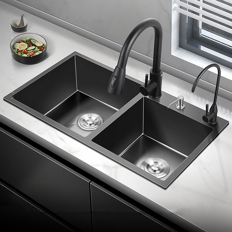 Modern Style Kitchen Sink Stainless Steel Kitchen Double Sink in Black Clearhalo 'Home Improvement' 'home_improvement' 'home_improvement_kitchen_sinks' 'Kitchen Remodel & Kitchen Fixtures' 'Kitchen Sinks & Faucet Components' 'Kitchen Sinks' 'kitchen_sinks' 1200x1200_f27178d5-aa27-43b6-8c22-473b4f0edc1b