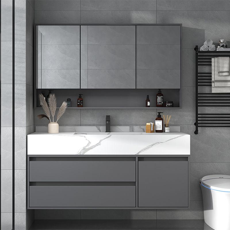 Modern Bathroom Vanity Set Mirror Included Rectangular Sink Drawer Sink Vanity Clearhalo 'Bathroom Remodel & Bathroom Fixtures' 'Bathroom Vanities' 'bathroom_vanities' 'Home Improvement' 'home_improvement' 'home_improvement_bathroom_vanities' 1200x1200_f275fa7c-95fb-4c5e-9194-ea1ec3fef1f7