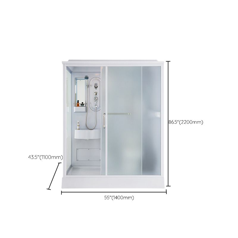 Modern Shower Stall Frosted Single Sliding Shower Stall in White Clearhalo 'Bathroom Remodel & Bathroom Fixtures' 'Home Improvement' 'home_improvement' 'home_improvement_shower_stalls_enclosures' 'Shower Stalls & Enclosures' 'shower_stalls_enclosures' 'Showers & Bathtubs' 1200x1200_f2a4973f-56d2-4c77-86f9-1caf6ff4f25b