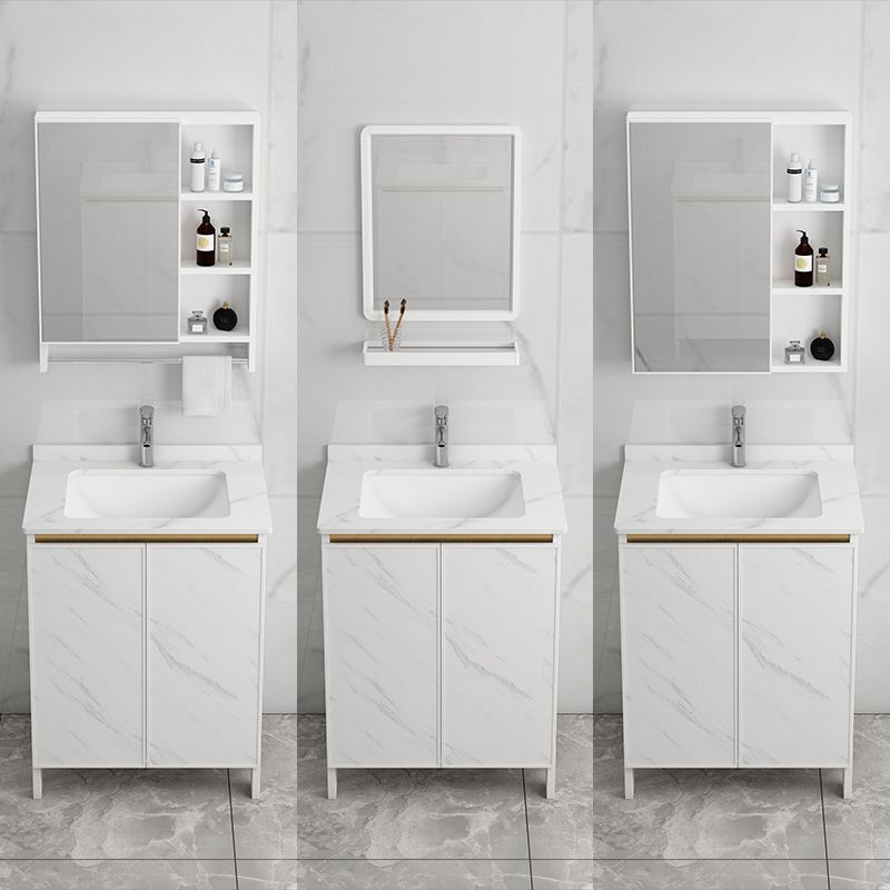 Free Standing Vanity Set White Drawer Ceramic Sink Faucet Vanity Set with Mirror Clearhalo 'Bathroom Remodel & Bathroom Fixtures' 'Bathroom Vanities' 'bathroom_vanities' 'Home Improvement' 'home_improvement' 'home_improvement_bathroom_vanities' 1200x1200_f2a83eae-92e6-4dcf-9c12-c660464154a1