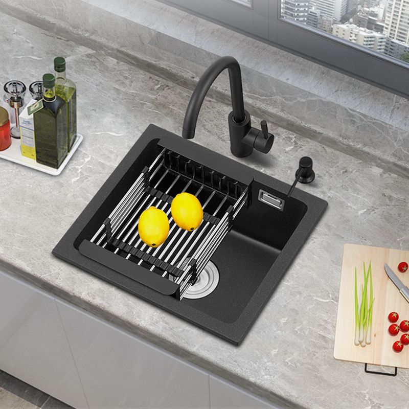 Black Quartz Sink Drop-In Kitchen Sink with with Drain Assembly Clearhalo 'Home Improvement' 'home_improvement' 'home_improvement_kitchen_sinks' 'Kitchen Remodel & Kitchen Fixtures' 'Kitchen Sinks & Faucet Components' 'Kitchen Sinks' 'kitchen_sinks' 1200x1200_f2b0c630-15da-421e-bc8f-0a30c201321f