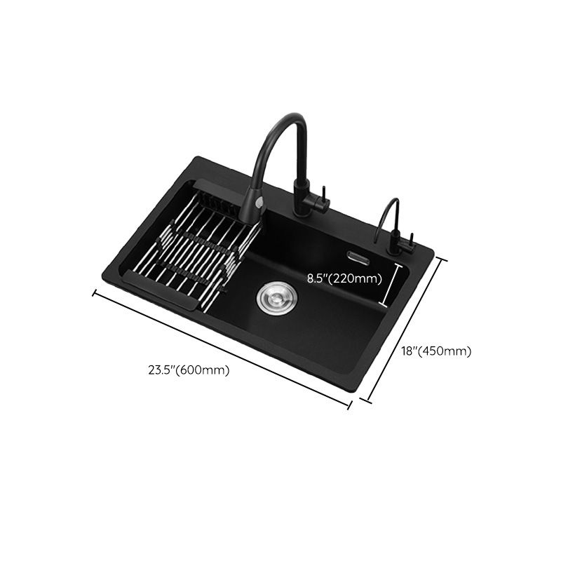 Quartz Kitchen Sink Rectangular Single Bowl Kitchen Sink with Drain Assembly Clearhalo 'Home Improvement' 'home_improvement' 'home_improvement_kitchen_sinks' 'Kitchen Remodel & Kitchen Fixtures' 'Kitchen Sinks & Faucet Components' 'Kitchen Sinks' 'kitchen_sinks' 1200x1200_f2c93e41-c88f-4c44-99a4-0677b85fa367