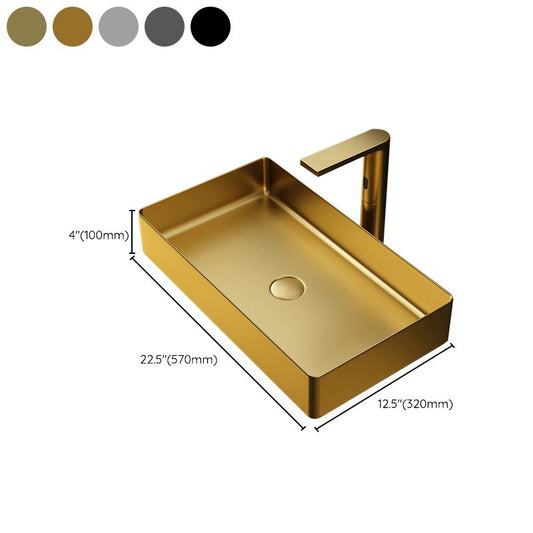 Contemporary Bathroom Sink Pop-Up Drain Metal Solid Color Rectangular Vessel Sink Clearhalo 'Bathroom Remodel & Bathroom Fixtures' 'Bathroom Sinks & Faucet Components' 'Bathroom Sinks' 'bathroom_sink' 'Home Improvement' 'home_improvement' 'home_improvement_bathroom_sink' 1200x1200_f2dfc822-5f59-44be-8db6-b54150c50bec