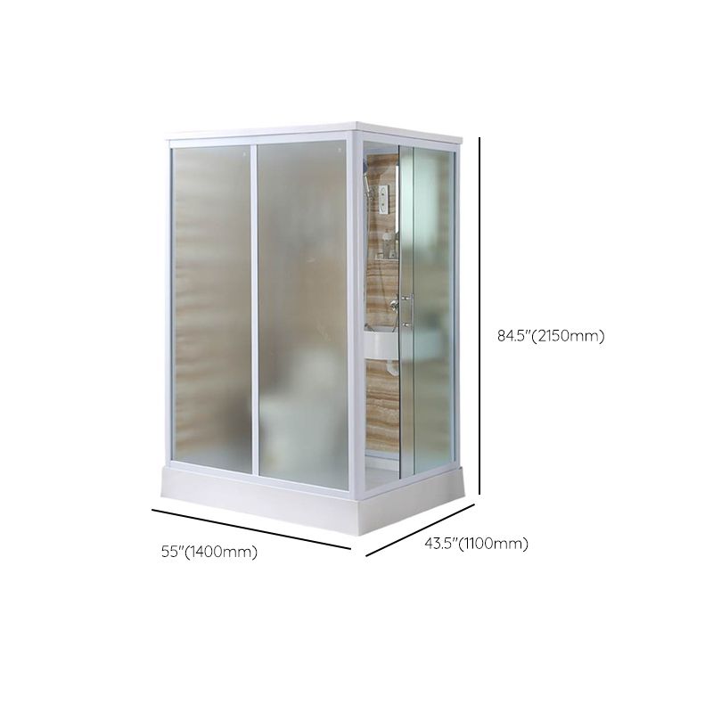 White Single Sliding Shower Kit Rectangle Frosted Shower Stall Clearhalo 'Bathroom Remodel & Bathroom Fixtures' 'Home Improvement' 'home_improvement' 'home_improvement_shower_stalls_enclosures' 'Shower Stalls & Enclosures' 'shower_stalls_enclosures' 'Showers & Bathtubs' 1200x1200_f2f15dbd-c4c3-4464-aaa5-e70e61cf7cd3