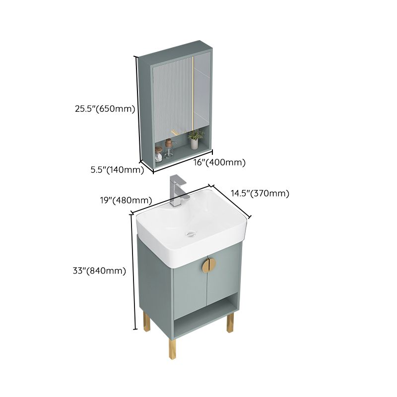 Rectangular Glam Sink Vanity Green Ceramic Single-Sink Freestanding Vanity Set Clearhalo 'Bathroom Remodel & Bathroom Fixtures' 'Bathroom Vanities' 'bathroom_vanities' 'Home Improvement' 'home_improvement' 'home_improvement_bathroom_vanities' 1200x1200_f2f2f46f-0d0e-4920-b353-341eea78c5cd