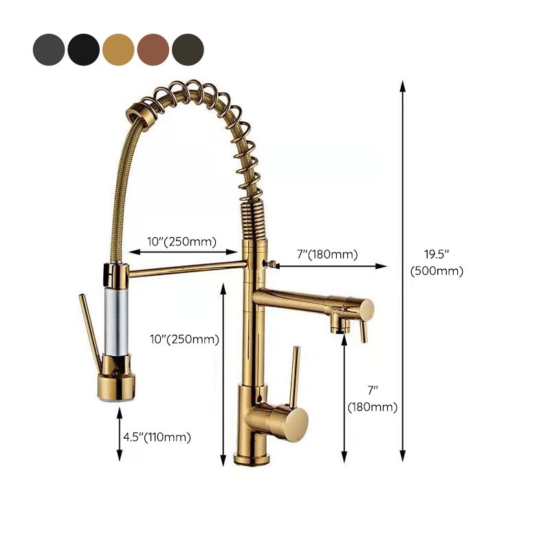 Modern Spring Spout Faucets Handle with Water Dispenser Standard Kitchen Faucets Clearhalo 'Home Improvement' 'home_improvement' 'home_improvement_kitchen_faucets' 'Kitchen Faucets' 'Kitchen Remodel & Kitchen Fixtures' 'Kitchen Sinks & Faucet Components' 'kitchen_faucets' 1200x1200_f2fe0db1-dfe4-488a-b62f-1852ea7edb71
