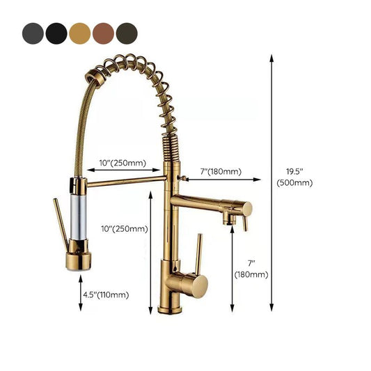 Modern Spring Spout Faucets Handle with Water Dispenser Standard Kitchen Faucets Clearhalo 'Home Improvement' 'home_improvement' 'home_improvement_kitchen_faucets' 'Kitchen Faucets' 'Kitchen Remodel & Kitchen Fixtures' 'Kitchen Sinks & Faucet Components' 'kitchen_faucets' 1200x1200_f2fe0db1-dfe4-488a-b62f-1852ea7edb71