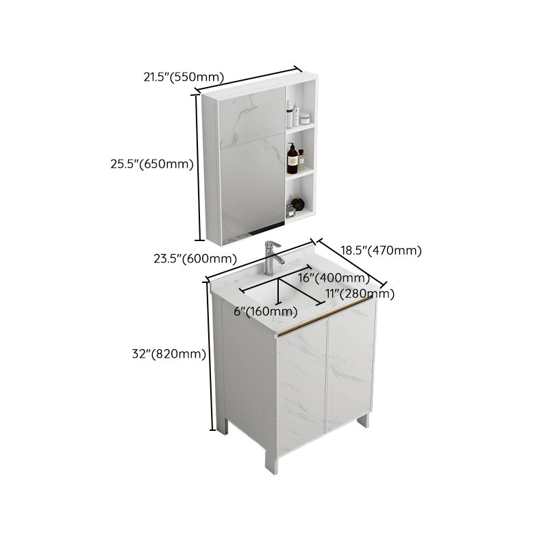 Free Standing Vanity Set White Drawer Ceramic Sink Faucet Vanity Set with Mirror Clearhalo 'Bathroom Remodel & Bathroom Fixtures' 'Bathroom Vanities' 'bathroom_vanities' 'Home Improvement' 'home_improvement' 'home_improvement_bathroom_vanities' 1200x1200_f3006bdb-e775-41d3-b754-ded81e731891