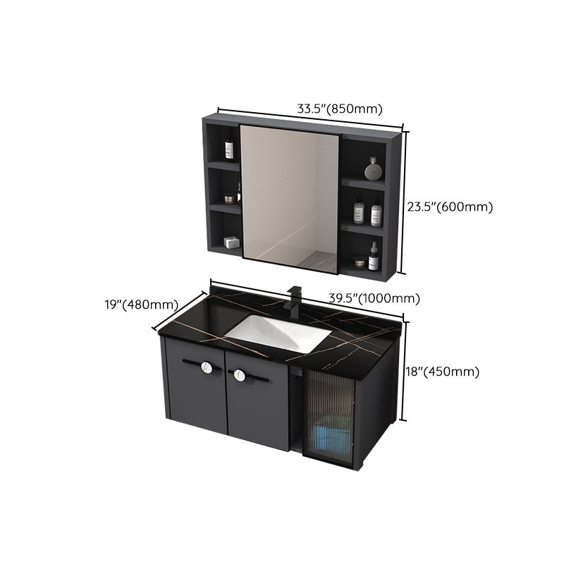 Rectangular Single Bathroom Vanity Modern Dark Gray Metal Base Vanity Set Clearhalo 'Bathroom Remodel & Bathroom Fixtures' 'Bathroom Vanities' 'bathroom_vanities' 'Home Improvement' 'home_improvement' 'home_improvement_bathroom_vanities' 1200x1200_f306e28b-397d-4d53-9909-15abee1e810d
