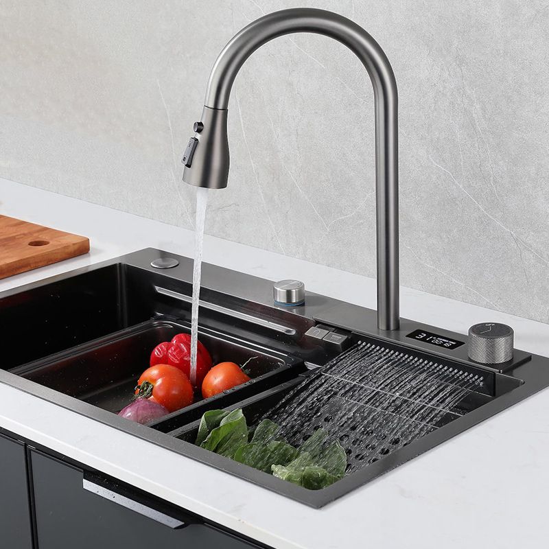 Stainless Steel Kitchen Sink Rectangular Shape Kitchen Sink with Drain Strainer Kit Clearhalo 'Home Improvement' 'home_improvement' 'home_improvement_kitchen_sinks' 'Kitchen Remodel & Kitchen Fixtures' 'Kitchen Sinks & Faucet Components' 'Kitchen Sinks' 'kitchen_sinks' 1200x1200_f3110482-ba06-4541-9295-f9ba455645cd