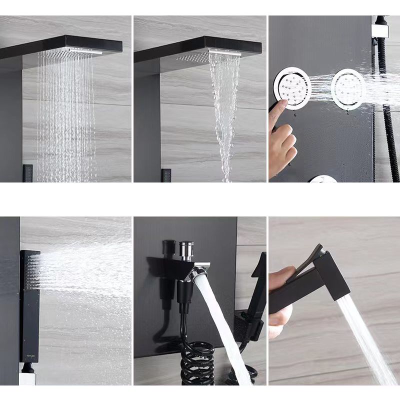 Modern Shower System Massage Jets Knob Hand Shower Ceiling Mounted Shower Trim Clearhalo 'Bathroom Remodel & Bathroom Fixtures' 'Home Improvement' 'home_improvement' 'home_improvement_shower_faucets' 'Shower Faucets & Systems' 'shower_faucets' 'Showers & Bathtubs Plumbing' 'Showers & Bathtubs' 1200x1200_f357f408-7e6a-4651-ab04-f717416277ad