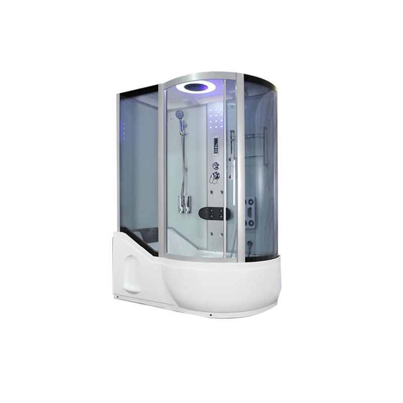 Double Sliding White Shower Kit Tinted Framed Tub & Shower Kit Clearhalo 'Bathroom Remodel & Bathroom Fixtures' 'Home Improvement' 'home_improvement' 'home_improvement_shower_stalls_enclosures' 'Shower Stalls & Enclosures' 'shower_stalls_enclosures' 'Showers & Bathtubs' 1200x1200_f35a8824-26f9-44dc-980b-b5d8488f1c37