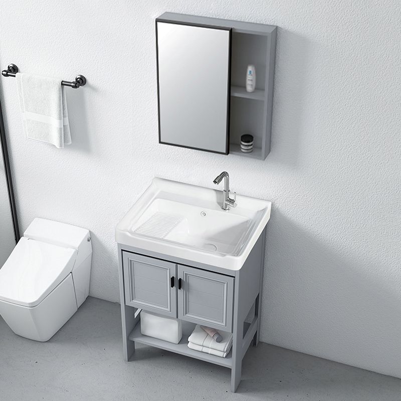 Modern Console Sink Porcelain Rectangular with Right Basin and Faucet Trough Sink Clearhalo 'Bathroom Remodel & Bathroom Fixtures' 'Bathroom Sinks & Faucet Components' 'Bathroom Sinks' 'bathroom_sink' 'Home Improvement' 'home_improvement' 'home_improvement_bathroom_sink' 1200x1200_f3645cba-07ec-4c56-9050-9d1fbecbcfff