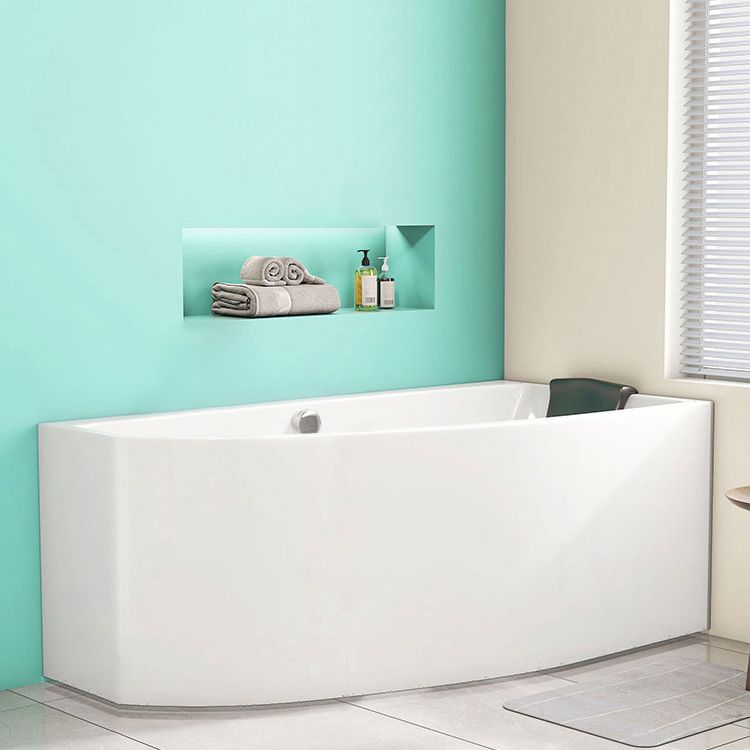 White Corner Bath Freestanding Acrylic Soaking Modern Bathtub Clearhalo 'Bathroom Remodel & Bathroom Fixtures' 'Bathtubs' 'Home Improvement' 'home_improvement' 'home_improvement_bathtubs' 'Showers & Bathtubs' 1200x1200_f37bb268-ab6f-4ea7-aa03-a9c22156d77a