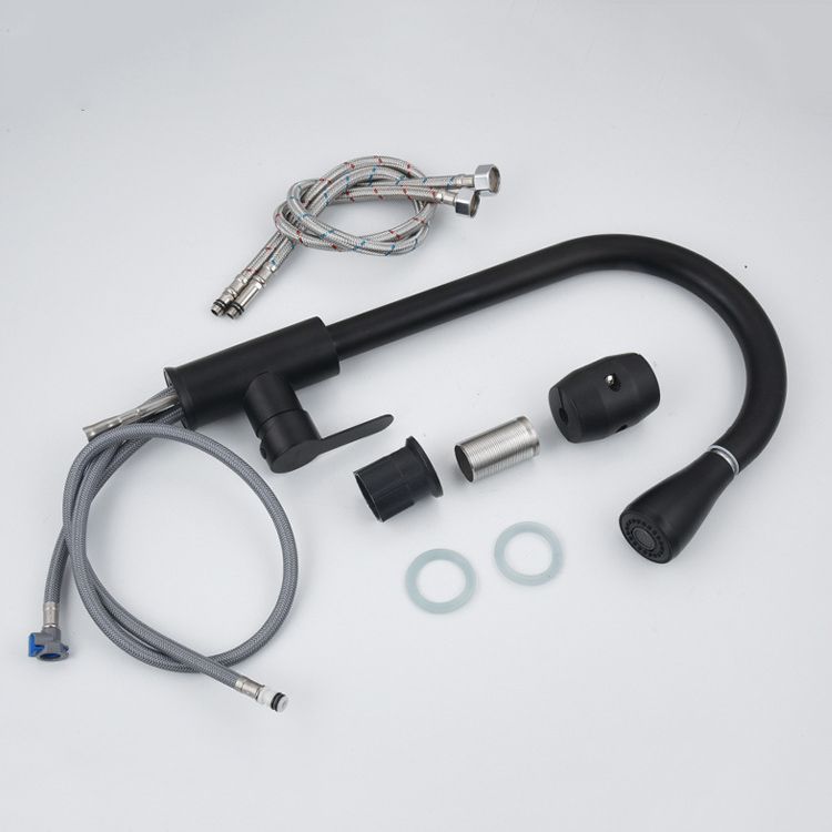 Contemporary Retractable Kitchen Faucet Stainless Steel 1-Handle High Arc Kitchen Faucet Clearhalo 'Home Improvement' 'home_improvement' 'home_improvement_kitchen_faucets' 'Kitchen Faucets' 'Kitchen Remodel & Kitchen Fixtures' 'Kitchen Sinks & Faucet Components' 'kitchen_faucets' 1200x1200_f3855ff8-75f4-46e1-8e1a-01a6894637bb