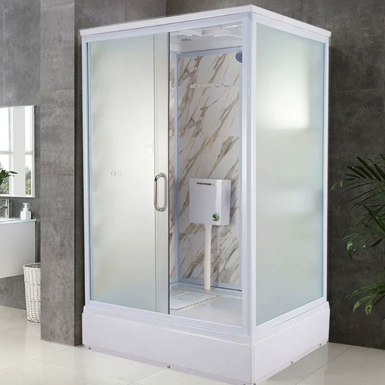 Tempered Glass Single Sliding Shower Enclosure White One Piece Frame Shower Enclosure Clearhalo 'Bathroom Remodel & Bathroom Fixtures' 'Home Improvement' 'home_improvement' 'home_improvement_shower_stalls_enclosures' 'Shower Stalls & Enclosures' 'shower_stalls_enclosures' 'Showers & Bathtubs' 1200x1200_f387080c-2921-4f88-967a-a605aa2befc0