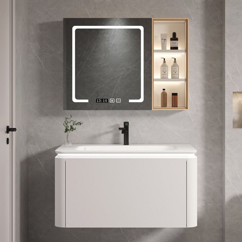 Wall Mounted Bathroom Vanity Mirror Drawer Single Sink Wood Rectangular in White Clearhalo 'Bathroom Remodel & Bathroom Fixtures' 'Bathroom Vanities' 'bathroom_vanities' 'Home Improvement' 'home_improvement' 'home_improvement_bathroom_vanities' 1200x1200_f392053e-8fa0-451d-821b-e17c8ff226fe