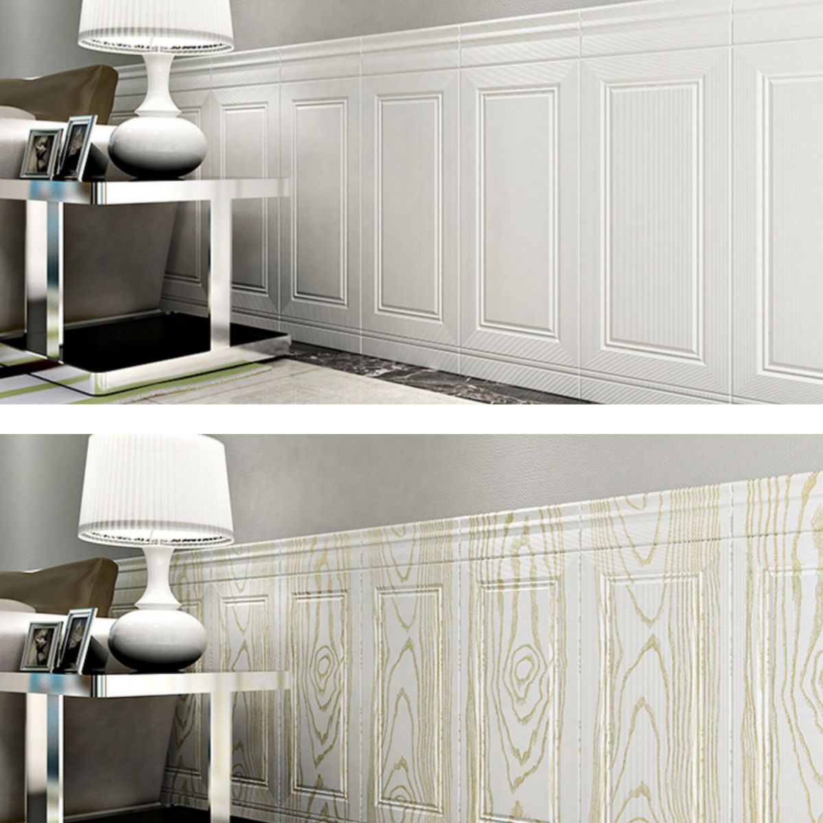 Glam Waterproof Wainscoting Solid Color Peel and Stick Indoor Wallboard Clearhalo 'Flooring 'Home Improvement' 'home_improvement' 'home_improvement_wall_paneling' 'Wall Paneling' 'wall_paneling' 'Walls & Ceilings' Walls and Ceiling' 1200x1200_f39326df-4b2e-4dce-9cab-b29735202195