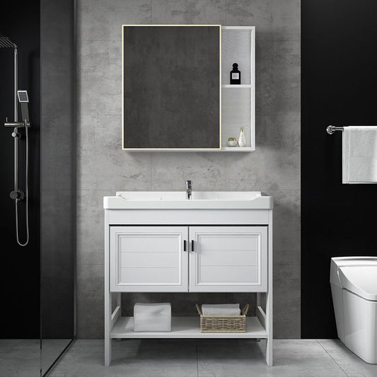Bathroom Sink Vanity Drawers Doors Mirror Shelf Storage Vanity with Faucet Clearhalo 'Bathroom Remodel & Bathroom Fixtures' 'Bathroom Vanities' 'bathroom_vanities' 'Home Improvement' 'home_improvement' 'home_improvement_bathroom_vanities' 1200x1200_f39837bd-1e8f-4011-b359-850b2861f75c