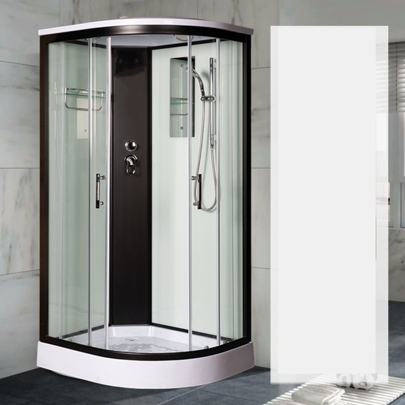 Tempered Glass Shower Stall Black Double Sliding Door Shower Enclosure Clearhalo 'Bathroom Remodel & Bathroom Fixtures' 'Home Improvement' 'home_improvement' 'home_improvement_shower_stalls_enclosures' 'Shower Stalls & Enclosures' 'shower_stalls_enclosures' 'Showers & Bathtubs' 1200x1200_f3a1762f-d167-4d93-ac4d-e34205b58c79