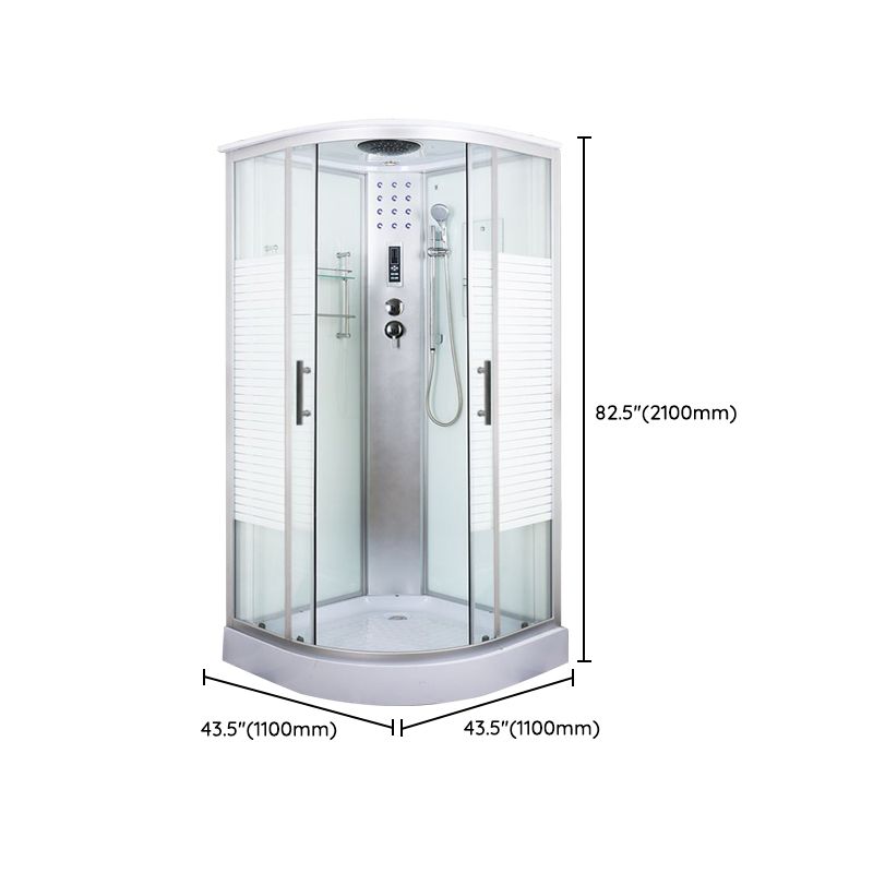 Tempered White Shower Kit Framed Double Sliding Rounded Shower Stall Clearhalo 'Bathroom Remodel & Bathroom Fixtures' 'Home Improvement' 'home_improvement' 'home_improvement_shower_stalls_enclosures' 'Shower Stalls & Enclosures' 'shower_stalls_enclosures' 'Showers & Bathtubs' 1200x1200_f3a4c7c9-7727-40b6-b7d2-6fad0da6485b