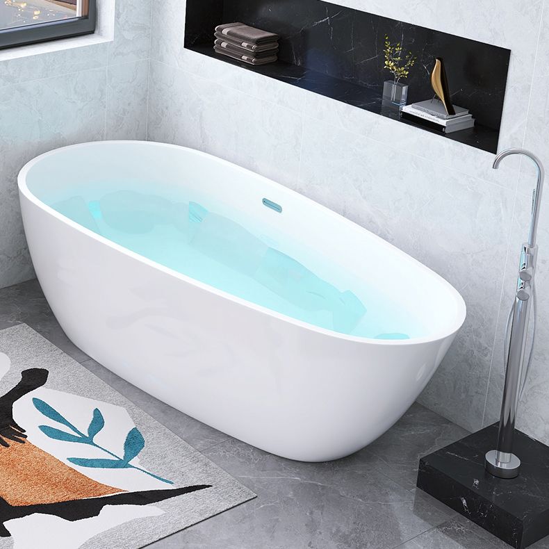 White Freestanding Bath Acrylic Soaking Oval Modern Bathtub Clearhalo 'Bathroom Remodel & Bathroom Fixtures' 'Bathtubs' 'Home Improvement' 'home_improvement' 'home_improvement_bathtubs' 'Showers & Bathtubs' 1200x1200_f3be8cd3-0872-451b-963a-34eee2d0015e
