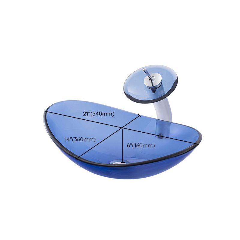 Creative Vessel Bathroom Sink Glass Vessel Lavatory Sink in Blue Clearhalo 'Bathroom Remodel & Bathroom Fixtures' 'Bathroom Sinks & Faucet Components' 'Bathroom Sinks' 'bathroom_sink' 'Home Improvement' 'home_improvement' 'home_improvement_bathroom_sink' 1200x1200_f3cb40ae-3958-4b33-904f-2222bf496308