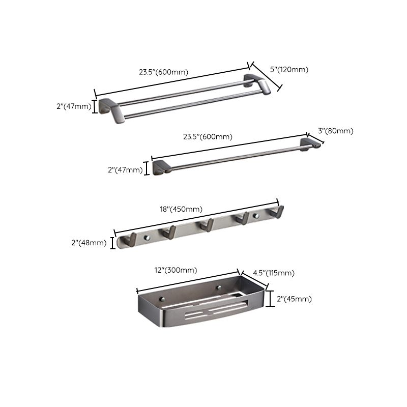 Gray Traditional Bathroom Hardware Set Stainless Steel Bathroom Accessory Kit Clearhalo 'Bathroom Hardware Sets' 'Bathroom Hardware' 'Bathroom Remodel & Bathroom Fixtures' 'bathroom_hardware_sets' 'Home Improvement' 'home_improvement' 'home_improvement_bathroom_hardware_sets' 1200x1200_f3cdd711-a30d-4bca-81a6-fecf57908f9a