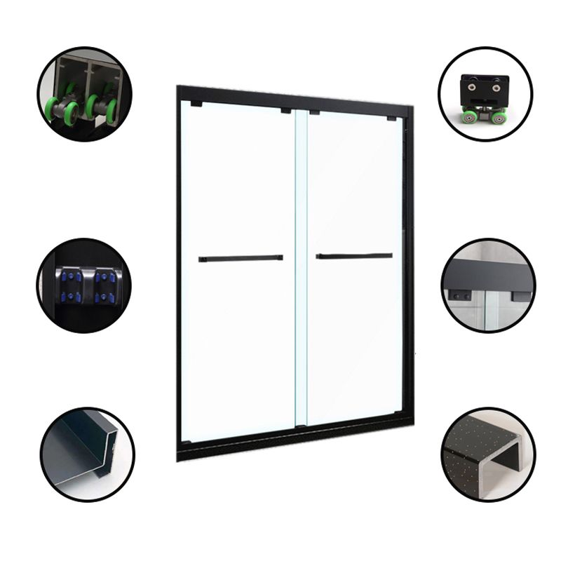 Tempered Glass Bathroom Door, Double Sliding Semi Frameless Shower Door Clearhalo 'Bathroom Remodel & Bathroom Fixtures' 'Home Improvement' 'home_improvement' 'home_improvement_shower_tub_doors' 'Shower and Tub Doors' 'shower_tub_doors' 'Showers & Bathtubs' 1200x1200_f3d12863-c87f-4ae7-bf6b-0d73756510a2
