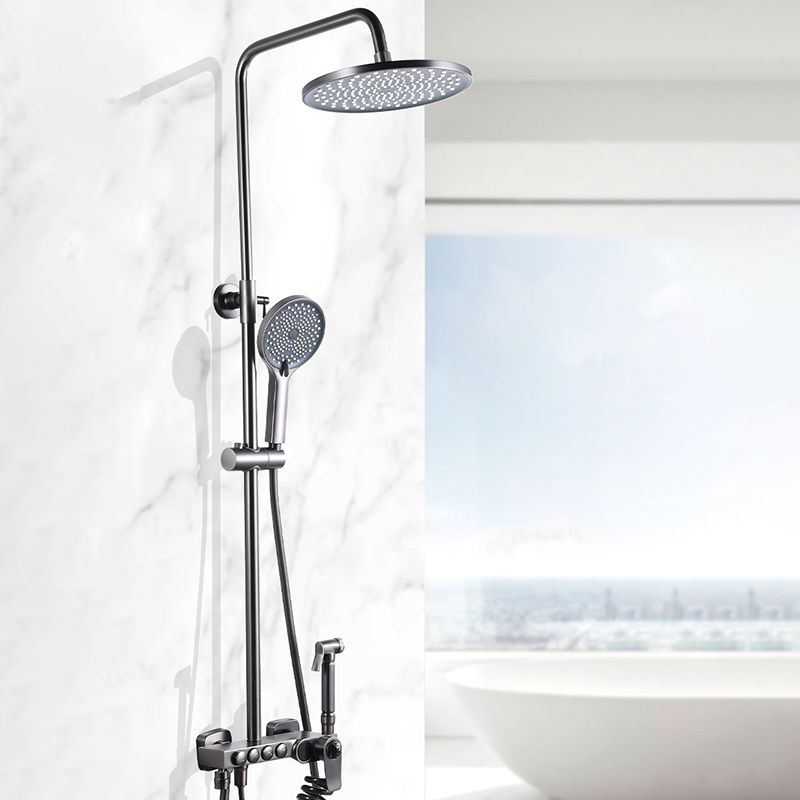 Brass Round Shower System Thermostatic Slide Bar Included Shower Set Clearhalo 'Bathroom Remodel & Bathroom Fixtures' 'Home Improvement' 'home_improvement' 'home_improvement_shower_faucets' 'Shower Faucets & Systems' 'shower_faucets' 'Showers & Bathtubs Plumbing' 'Showers & Bathtubs' 1200x1200_f3d4d75d-18ce-4e67-a512-bbbcb96dad20