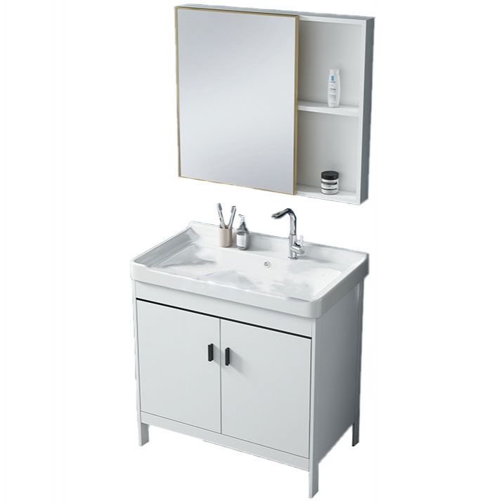 Gorgeous Metal Vanity Cabinet Freestanding Standard Open Console with Sink Set Clearhalo 'Bathroom Remodel & Bathroom Fixtures' 'Bathroom Vanities' 'bathroom_vanities' 'Home Improvement' 'home_improvement' 'home_improvement_bathroom_vanities' 1200x1200_f3da866c-598e-4686-81e1-2d4f45f93380