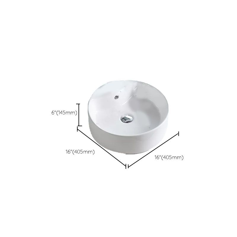 Bathroom Sink White Ceramic Faucet Single Handle Round Shape Sink Clearhalo 'Bathroom Remodel & Bathroom Fixtures' 'Bathroom Sinks & Faucet Components' 'Bathroom Sinks' 'bathroom_sink' 'Home Improvement' 'home_improvement' 'home_improvement_bathroom_sink' 1200x1200_f3f01df0-4e58-48ba-9d5c-e531ee20448f