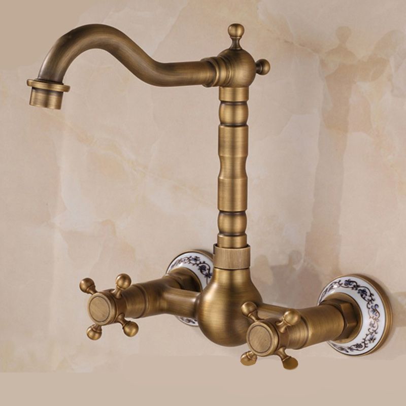 Wall Mounted Faucet Glam Style Bathroom Faucet with 2 Handles Clearhalo 'Bathroom Remodel & Bathroom Fixtures' 'Bathroom Sink Faucets' 'Bathroom Sinks & Faucet Components' 'bathroom_sink_faucets' 'Home Improvement' 'home_improvement' 'home_improvement_bathroom_sink_faucets' 1200x1200_f3f1d2b6-5c36-4204-820e-c588c15414d3