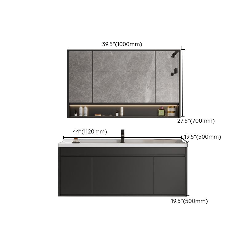 Wall Mount Bathroom Vanity Modern Ceramic Gray Rectangular Single Vanity Set Clearhalo 'Bathroom Remodel & Bathroom Fixtures' 'Bathroom Vanities' 'bathroom_vanities' 'Home Improvement' 'home_improvement' 'home_improvement_bathroom_vanities' 1200x1200_f3f5cb78-95ba-4cd0-b42f-ed2cd3ca2cce