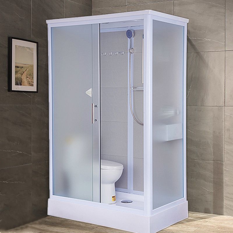 Rectangular Shower Stall Single Sliding Door Frosted Glass Shower Room Clearhalo 'Bathroom Remodel & Bathroom Fixtures' 'Home Improvement' 'home_improvement' 'home_improvement_shower_stalls_enclosures' 'Shower Stalls & Enclosures' 'shower_stalls_enclosures' 'Showers & Bathtubs' 1200x1200_f4047e1a-6a86-4b93-b68f-faa28e6548a6