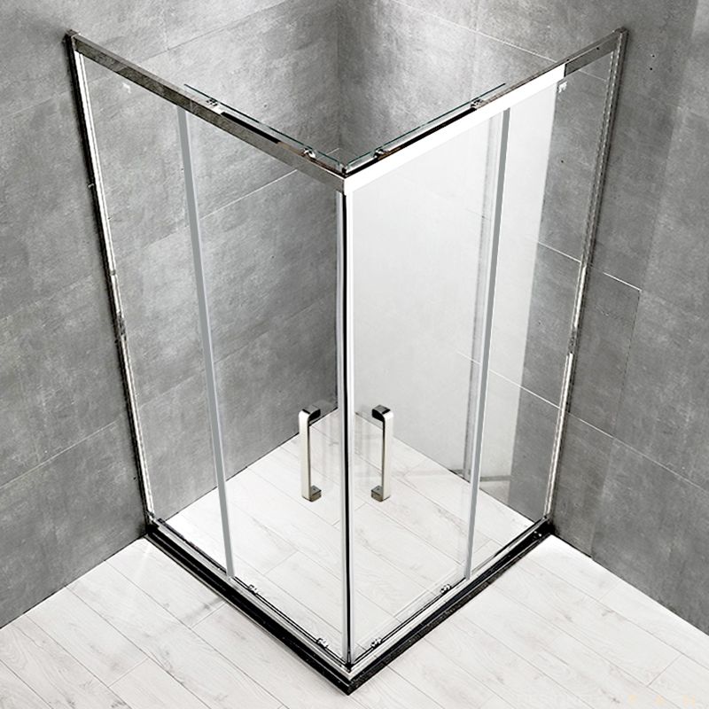 Double Sliding Shower Kit Semi-Frameless Corner Tempered Glass Shower Kit Clearhalo 'Bathroom Remodel & Bathroom Fixtures' 'Home Improvement' 'home_improvement' 'home_improvement_shower_stalls_enclosures' 'Shower Stalls & Enclosures' 'shower_stalls_enclosures' 'Showers & Bathtubs' 1200x1200_f40fa11a-e661-4871-b329-819b18282221