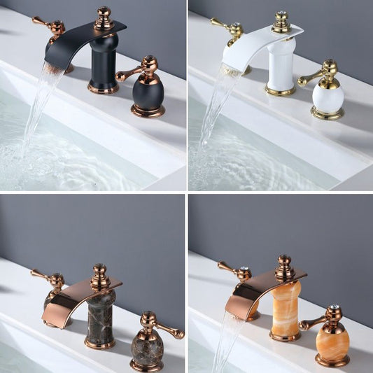 Traditional Faucet Deck Mounted Bathroom Faucet with Double Handle Clearhalo 'Bathroom Remodel & Bathroom Fixtures' 'Bathtub Faucets' 'bathtub_faucets' 'Home Improvement' 'home_improvement' 'home_improvement_bathtub_faucets' 1200x1200_f41266f9-621c-4d53-baad-4f27a66a5ccf
