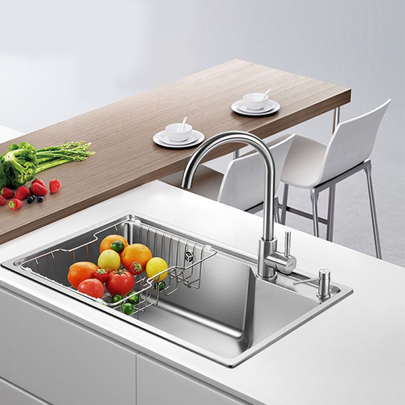Contemporary Style Kitchen Sink Stainless Steel 2 Holes Drop-In Kitchen Sink Clearhalo 'Home Improvement' 'home_improvement' 'home_improvement_kitchen_sinks' 'Kitchen Remodel & Kitchen Fixtures' 'Kitchen Sinks & Faucet Components' 'Kitchen Sinks' 'kitchen_sinks' 1200x1200_f417703c-c7d3-4333-8e4e-652573a75d61