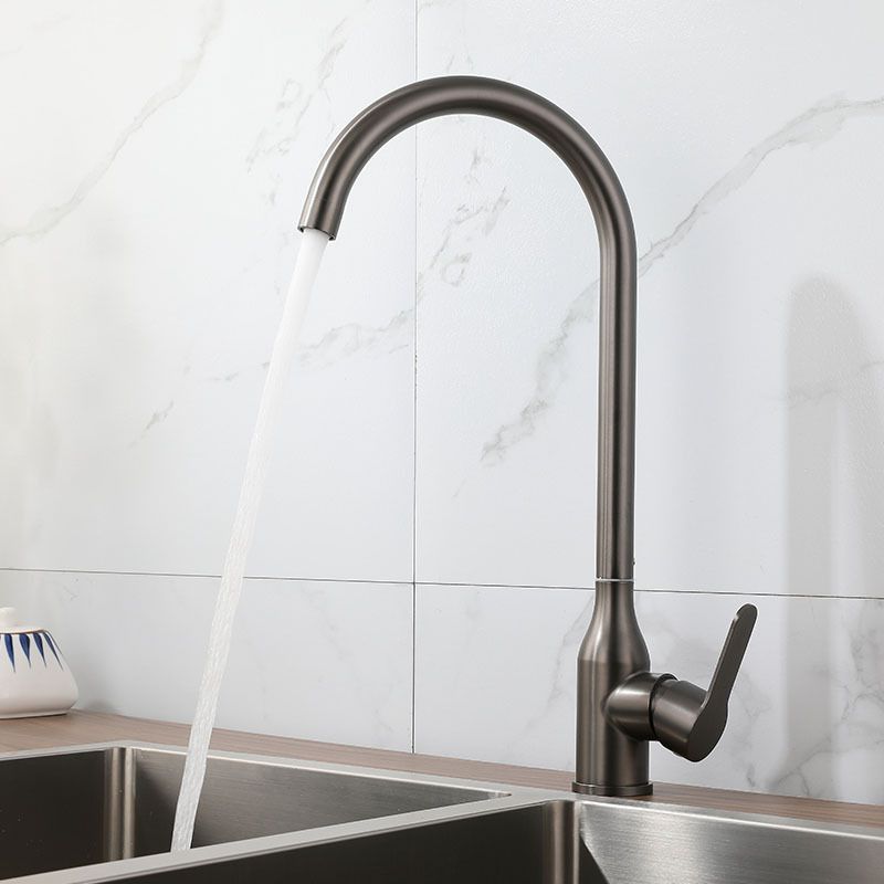 Contemporary Pull down Single Handle Standard Kitchen Faucet High Arch Water Filler Clearhalo 'Home Improvement' 'home_improvement' 'home_improvement_kitchen_faucets' 'Kitchen Faucets' 'Kitchen Remodel & Kitchen Fixtures' 'Kitchen Sinks & Faucet Components' 'kitchen_faucets' 1200x1200_f41cbaf0-9010-46b4-89f5-8e9ff55420c3