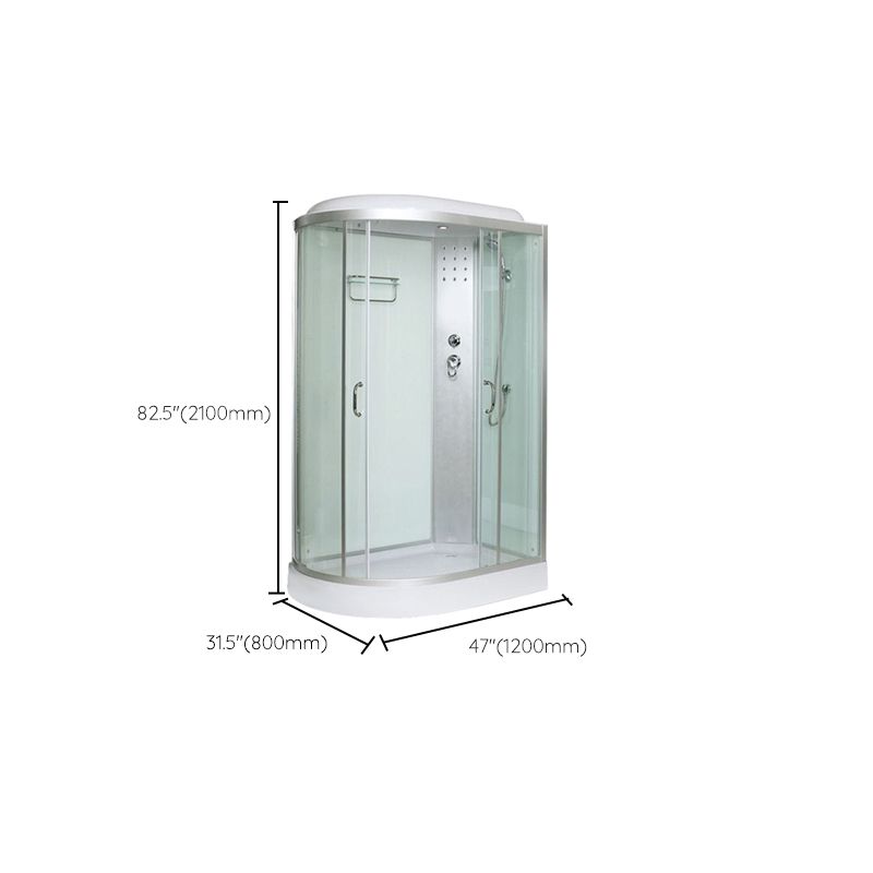 Tempered Glass Double Sliding Shower Enclosure White Frame One Piece Shower Enclosure Clearhalo 'Bathroom Remodel & Bathroom Fixtures' 'Home Improvement' 'home_improvement' 'home_improvement_shower_stalls_enclosures' 'Shower Stalls & Enclosures' 'shower_stalls_enclosures' 'Showers & Bathtubs' 1200x1200_f43d47d8-45ed-415f-9857-e4b62edacd45