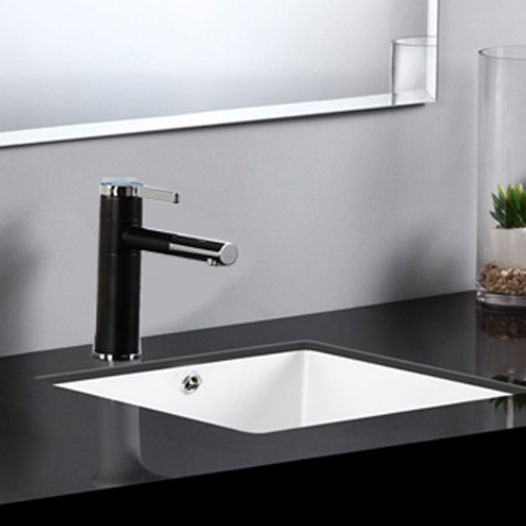 Modern Bathroom Sink Square Ceramic 1-Hole Overflow Sink with Faucet Clearhalo 'Bathroom Remodel & Bathroom Fixtures' 'Bathroom Sinks & Faucet Components' 'Bathroom Sinks' 'bathroom_sink' 'Home Improvement' 'home_improvement' 'home_improvement_bathroom_sink' 1200x1200_f45a5a5b-e93e-491c-b85a-df106e7c1c2d