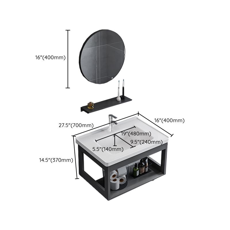 Bathroom Sink Vanity Rectangular Sink Storage Shelf Sink Vanity Clearhalo 'Bathroom Remodel & Bathroom Fixtures' 'Bathroom Vanities' 'bathroom_vanities' 'Home Improvement' 'home_improvement' 'home_improvement_bathroom_vanities' 1200x1200_f45c7bbb-a575-4e6d-8320-cec5256542db