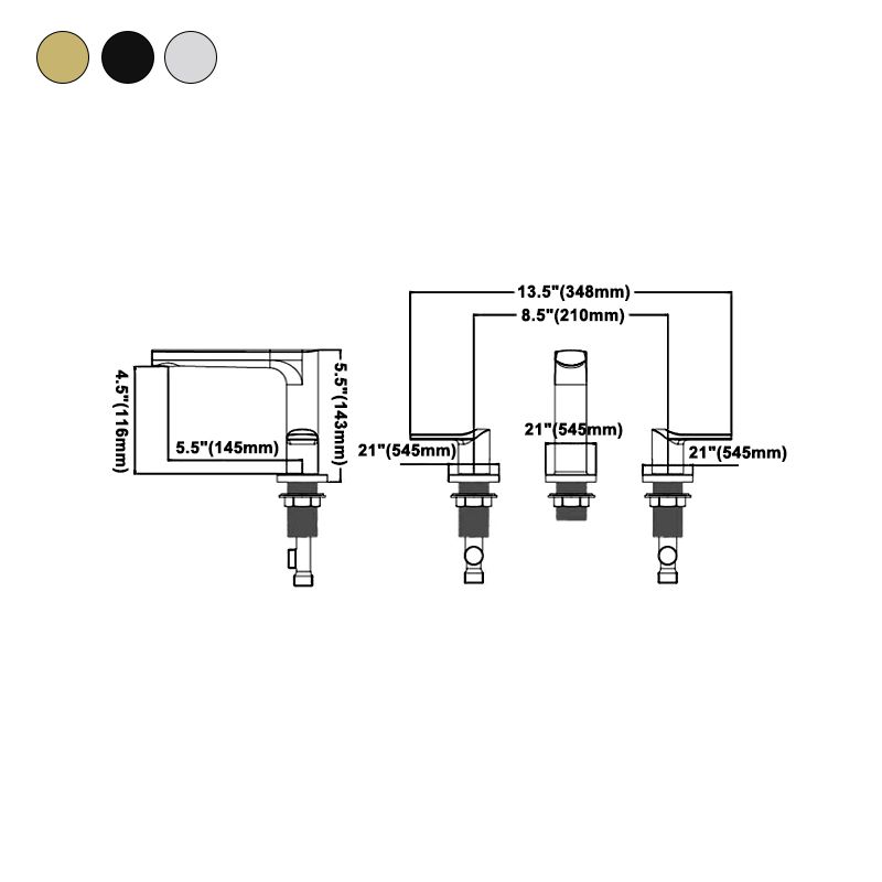 Modern 2-Handle Bathroom Sink Faucet 3 Hole Wide Spread Bathroom Faucet Clearhalo 'Bathroom Remodel & Bathroom Fixtures' 'Bathroom Sink Faucets' 'Bathroom Sinks & Faucet Components' 'bathroom_sink_faucets' 'Home Improvement' 'home_improvement' 'home_improvement_bathroom_sink_faucets' 1200x1200_f460dd5f-e706-4fe2-987a-78530809a15a