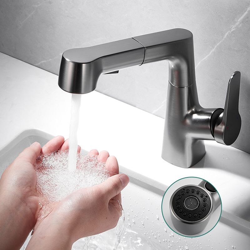 1-Handle Brushed Nickel Widespread Faucet Single Hole Bathroom Vessel Faucet with Brass Clearhalo 'Bathroom Remodel & Bathroom Fixtures' 'Bathroom Sink Faucets' 'Bathroom Sinks & Faucet Components' 'bathroom_sink_faucets' 'Home Improvement' 'home_improvement' 'home_improvement_bathroom_sink_faucets' 1200x1200_f4687140-4c30-4bb7-982a-6a8a888c9eee