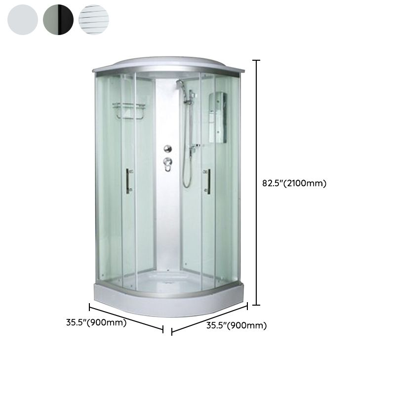 Rounded Shower Stall Double Sliding Shower Stall with Rain Shower Clearhalo 'Bathroom Remodel & Bathroom Fixtures' 'Home Improvement' 'home_improvement' 'home_improvement_shower_stalls_enclosures' 'Shower Stalls & Enclosures' 'shower_stalls_enclosures' 'Showers & Bathtubs' 1200x1200_f46b8fe2-6d33-4151-8561-49701e0cc740